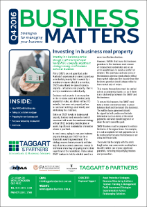 "Business Matters - Strategies for Managing your Business" Newsletter from Q4 2016 | Featured Image for Newsletters Page for Taggart & Partners.